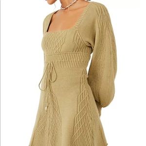 Green Free People Knitted Mini Dress